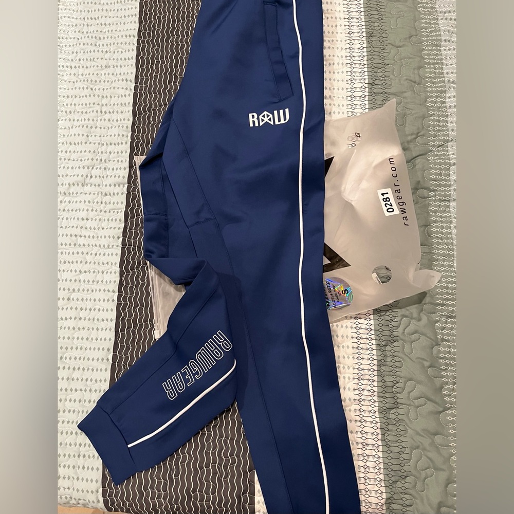 Rawgear Jogger Pants Men's Size Small Blue Logo Style RG207 Drawstring Waist NWT